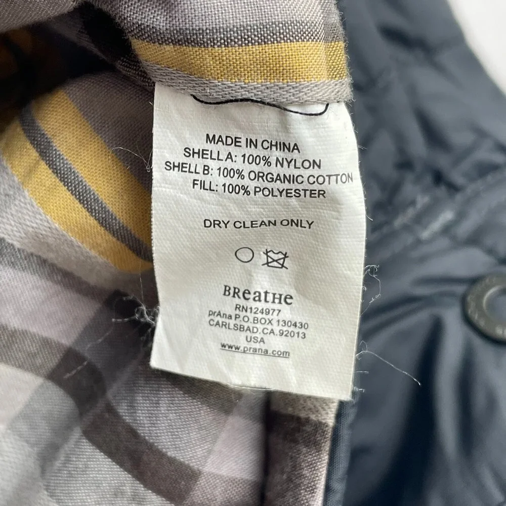 prAna Jacket Mens Size XL Rhody Reversible Black Multi Plaid Snap Button Outdoor